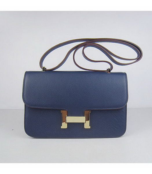 Hermes Constance Togo Leather Bag HSH020 Dark Blue Gold